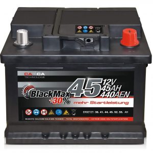 Autobatterie 12V 45Ah 440A/EN BlackMax PKW-Batterie statt 36Ah 41Ah 43Ah 44 Ah 46Ah
