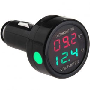 2 in1 Auto Zigarettenanzünder, Digital 12V/24V Voltmeter Thermometer Multi-Funktion KFZ Ladegerät für PKW LKW
