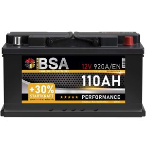 BSA Autobatterie 110Ah 12V 920A/EN Batterie +30% Startleistung ersetzt 90Ah 95Ah 100Ah 105Ah verschlossen